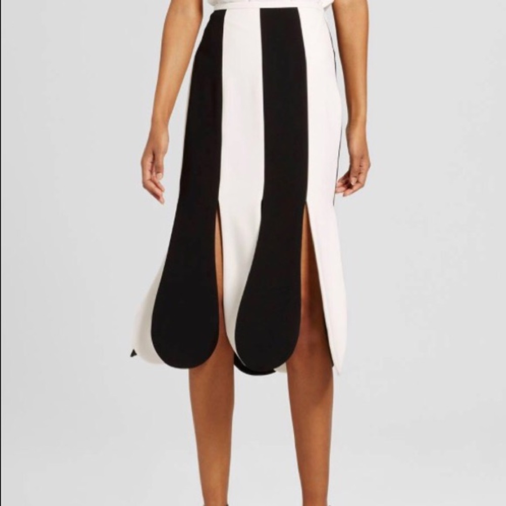 Rare Victoria Beckham for Target Scallop Stripe Midi Skirt